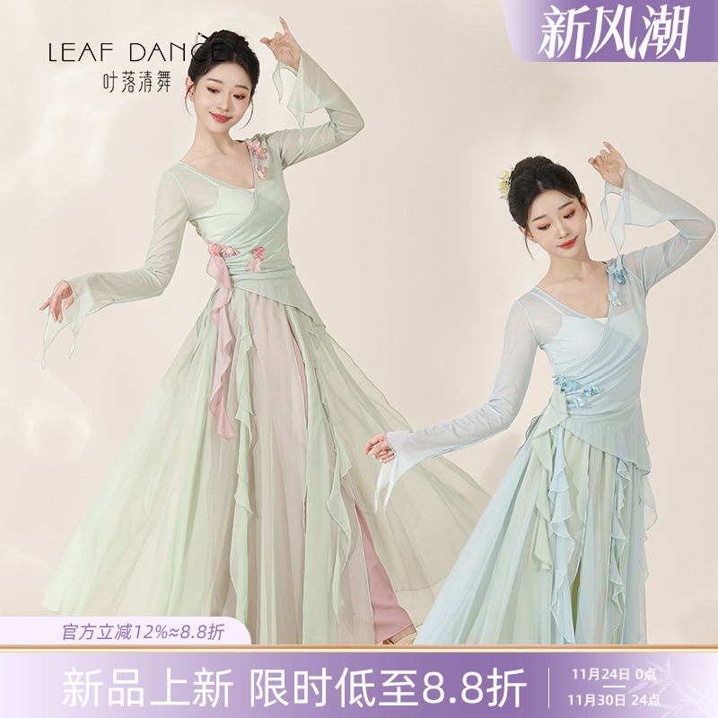 叶落清舞身韵花朵纱衣古典舞服
