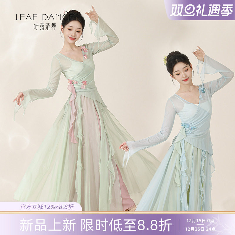 叶落清舞身韵花朵纱衣古典舞服