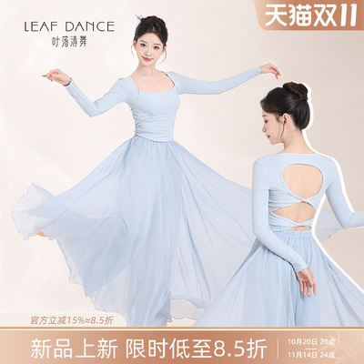 叶落清舞古典舞美背大摆裙套装