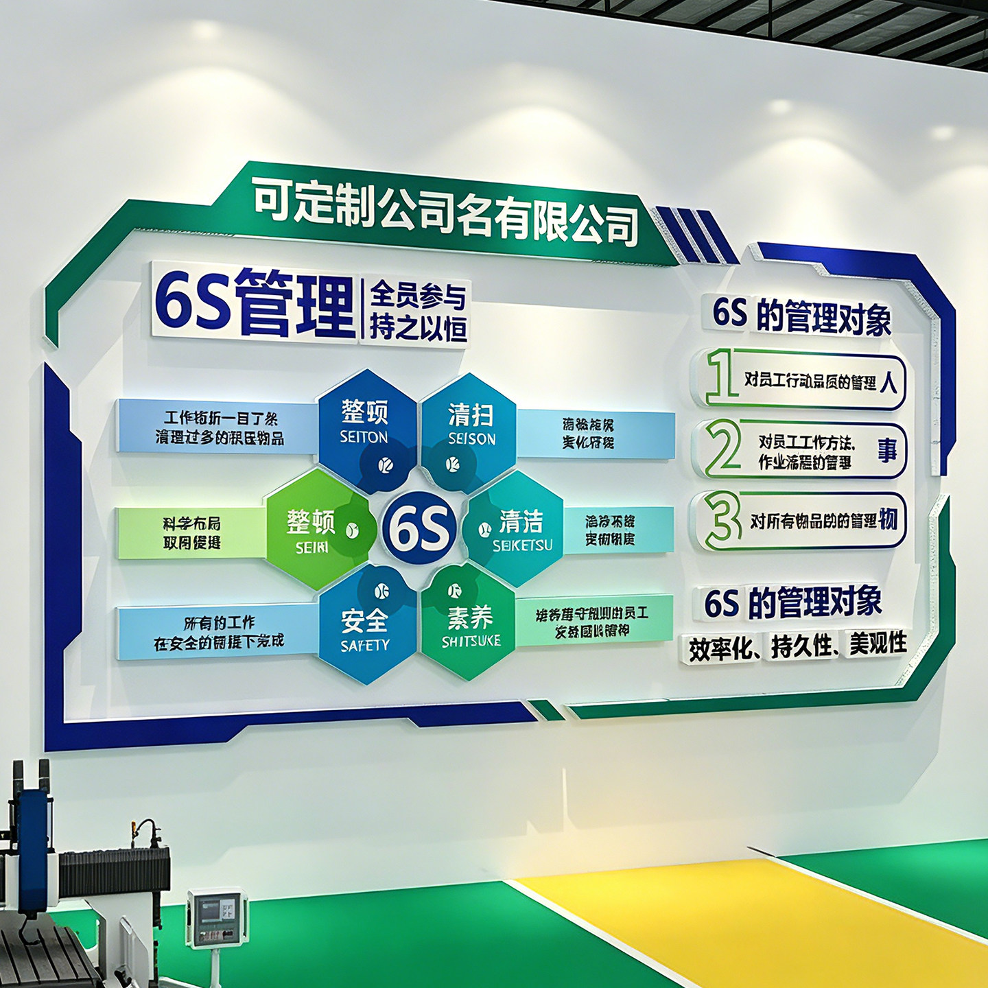 工厂车间6S安全生产3D墙贴