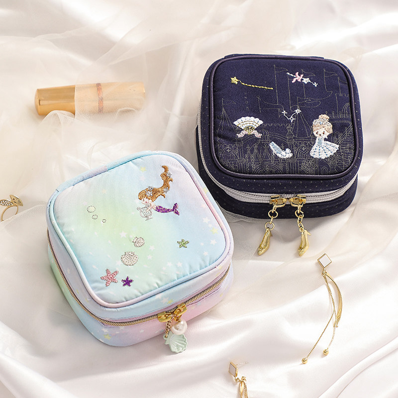 日式迷你便携旅行首饰盒小号布艺戒指耳钉饰品首饰收纳包旅游精致,收纳整理,首饰盒,淘宝优惠券,粉丝福利购,淘宝优惠卷