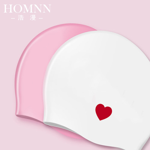 homnn桃心加大成人女温泉泳帽