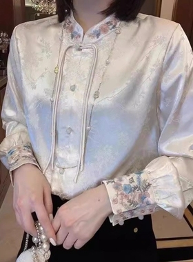 红色刺绣复古文艺长袖女装2025春秋新款禅意盘扣唐装改良汉服a046