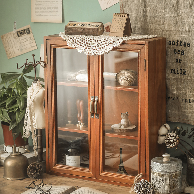 香水复古风木质玻璃化妆品收纳盒