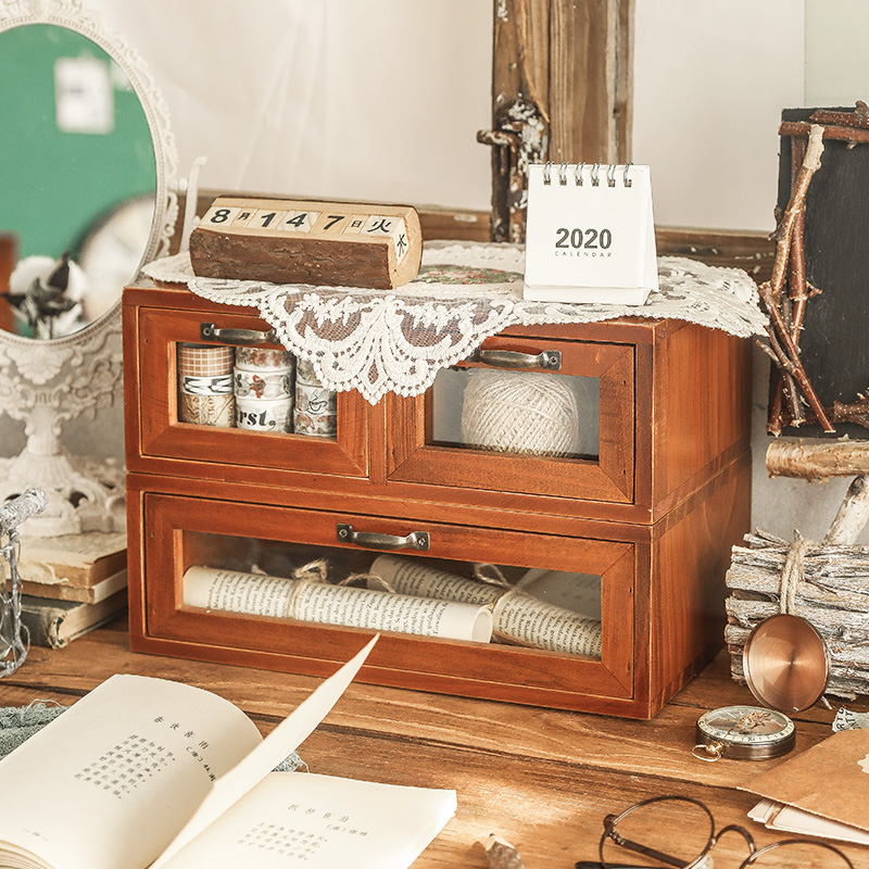 化妆品置物架复古桌面电脑zakka