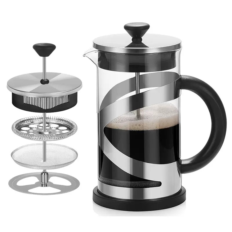 抽拉式过滤咖啡壶玻璃法压壶耐热泡茶壶滤压泡茶壶家用冲茶器茶具