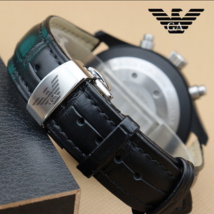 1862 2433 男女蝴蝶扣牛皮表链 2447 阿玛尼真皮手表带适配AR1981