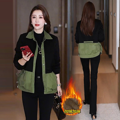 加绒加厚短款外套女2024