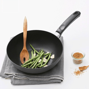 微瑕疵乐扣乐扣炒锅易清洗30cm炒锅电磁炉通用平底锅炒锅不易生锈