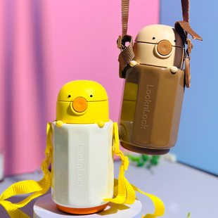 乐扣乐扣小动物保温杯儿童316不锈钢包包杯带吸管幼儿园可爱男孩