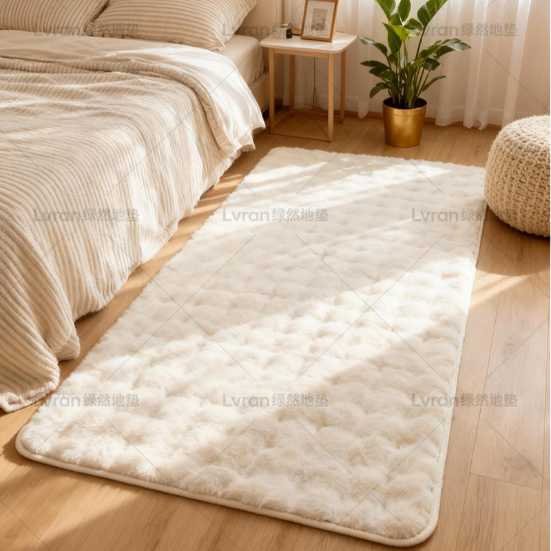 ins仿兔毛地毯客厅卧室茶几床边满铺可机洗加厚毛绒飘窗地垫
