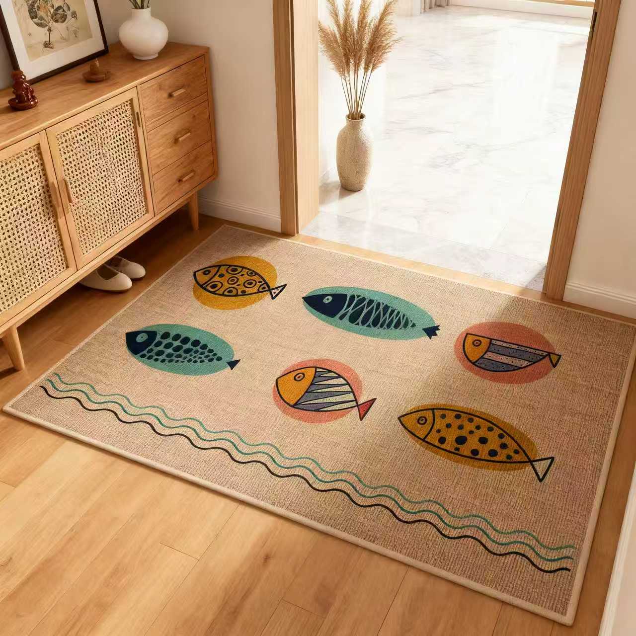 亚麻地垫入户门垫耐脏防滑玄关进门高级感高端大气大门口专用脚垫