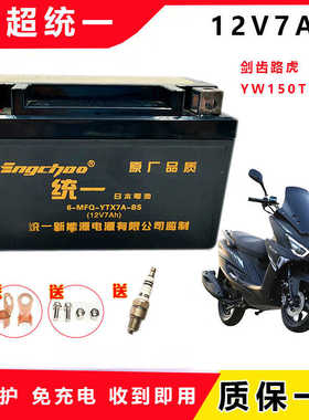 剑齿路虎踏板摩托车原装电池150C燃油助力车沃鹰王YW150T-10A电瓶