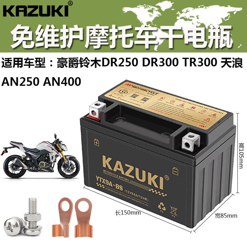 适用摩托车干电瓶铃木DR250 DR300 TR300 天浪 AN250 AN400蓄电池