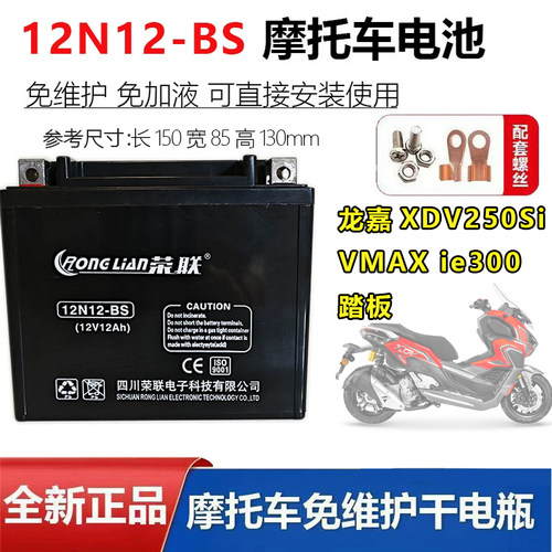 龙嘉XDV250Si VMAX ie300踏板摩托车原厂配套电瓶12V12A蓄电池
