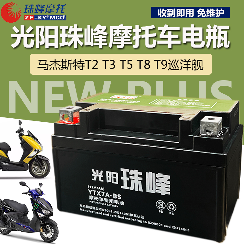 马杰斯特T2/T3/T5/T8/T9巡洋舰大踏板摩托车珠峰电池YTX7A-BS