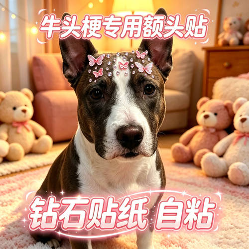 牛头梗专用狗狗额头贴大型犬配饰狗宠物贴纸装饰狗狗头饰蝴蝶饰品
