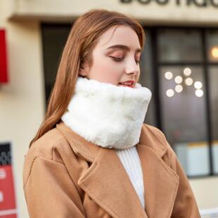 羊绒围巾小尺寸新款 脖套 秋冬保暖皮草纯色毛毛小号围脖套头女款