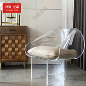 亚克力单人休闲椅意式 简约透明材质热弯单人椅样板房有机玻璃椅子
