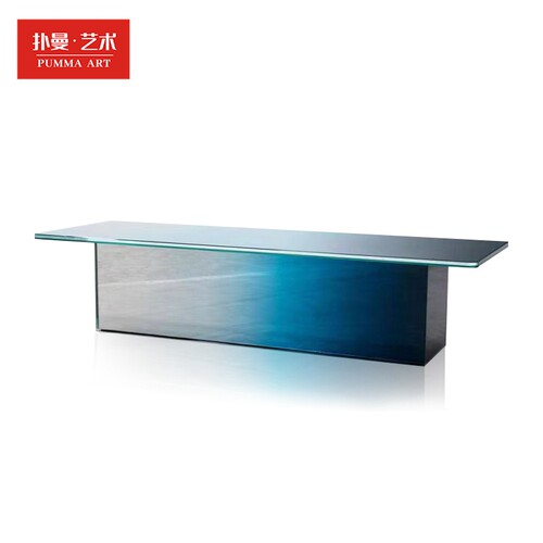 透明亚克力渐变长桌现代设计师简约创意样板间岛台艺术会议桌玄关