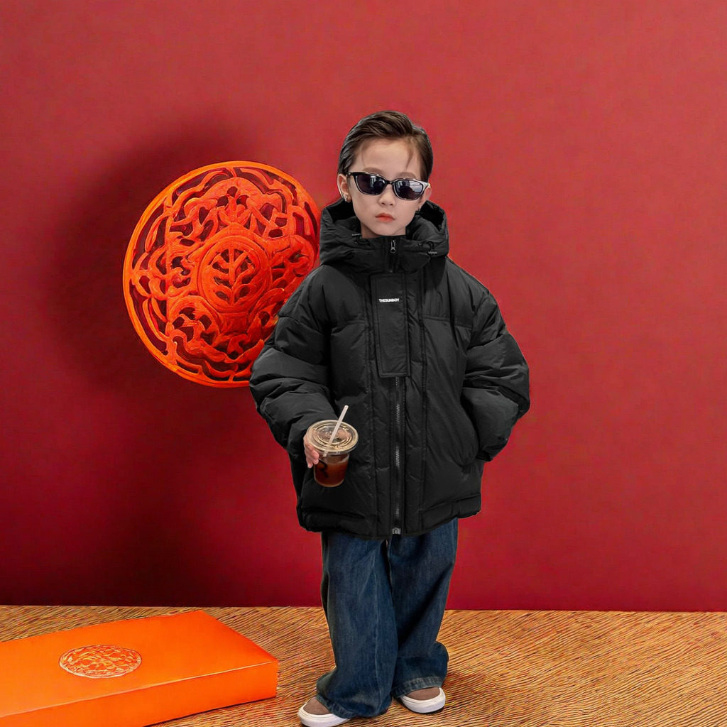 连帽羽绒服儿童加厚外套秋冬装新款大童洋气羽绒服拍小一码