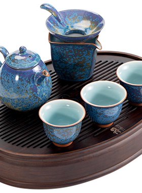 便携式旅行茶具套装钧窑变家用轻奢小套装收纳快客杯户外功夫定制