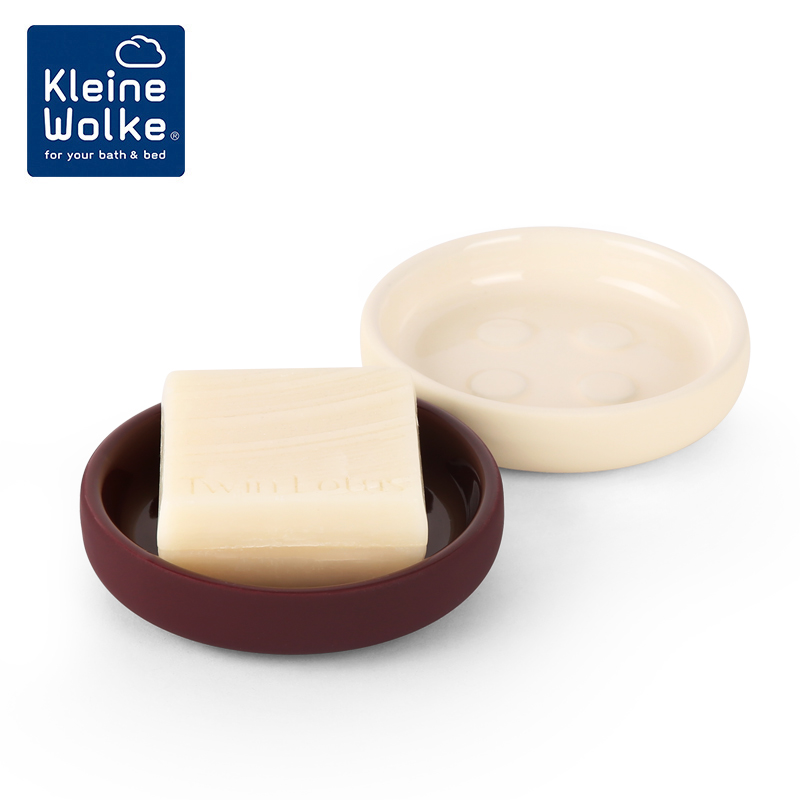 Kleine Wolke德国进口陶瓷免打孔沥水肥皂盒轻奢圆形香皂盒置物架