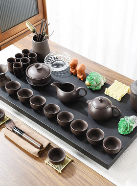 天然整块乌金石茶盘石盘
