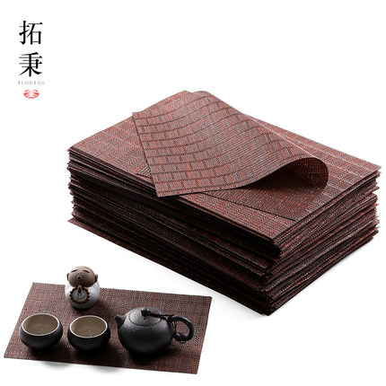 包邮功夫茶具茶道零配件茶盘保护垫茶席竹席纤维耐磨茶帘隔茶杯垫