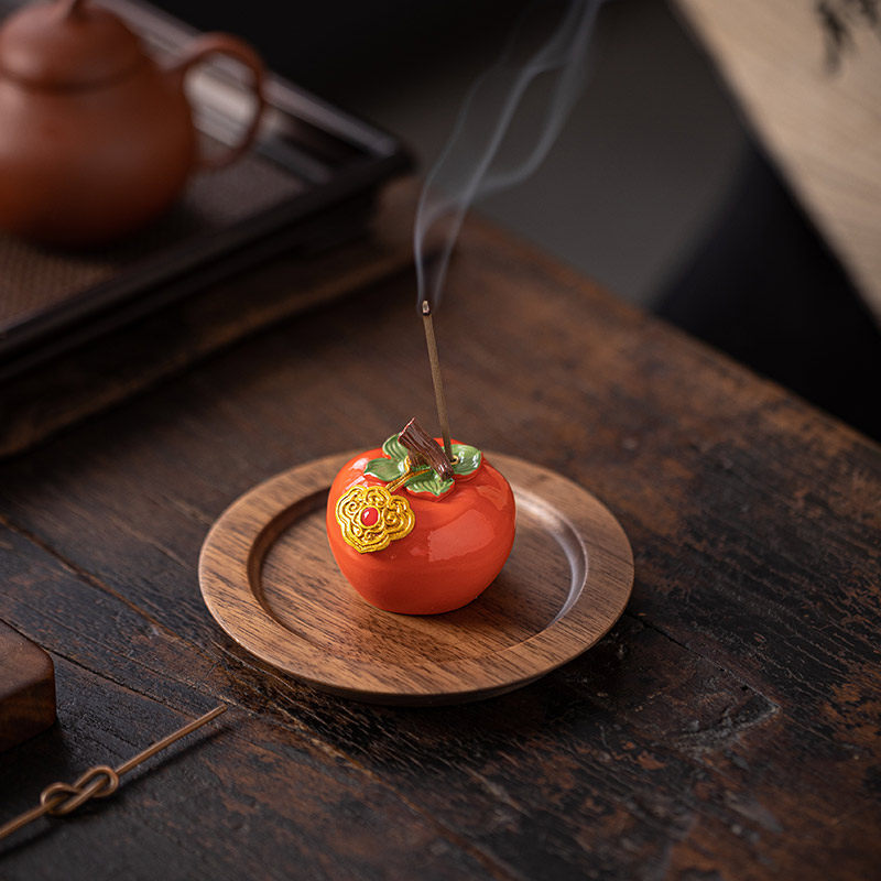创意柿柿如意香炉摆件家用室内香薰炉香插香座禅意线香托装饰品