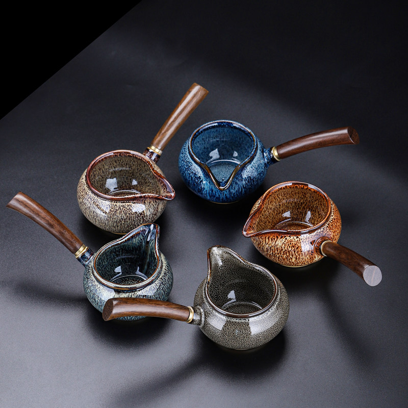 窑变建盏新款一体公道杯茶具配件分茶器陶瓷会客商务礼大容量茶海