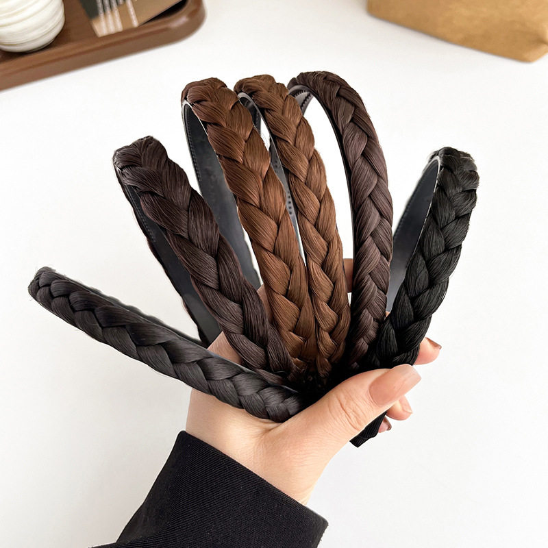 鱼骨辫假发头箍带齿防滑发箍麻花辫子刘海碎发固定发卡高颅顶压发