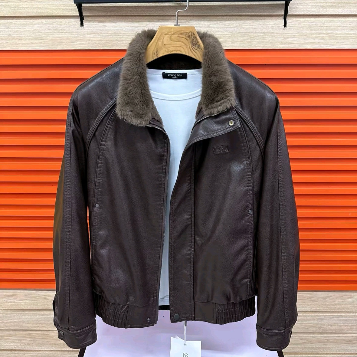 2025秋冬新款皮夹克高档立翻领百搭时尚潮流休闲男士保暖加绒外套,男装,皮衣,淘宝优惠券,粉丝福利购,淘宝优惠卷