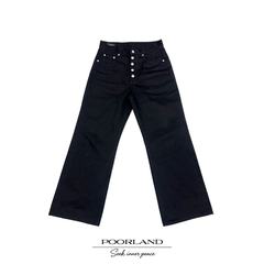 [黑蜡竹节原牛14.2oz]五连扣646版型微喇黑牛仔裤PoorlandDN1115