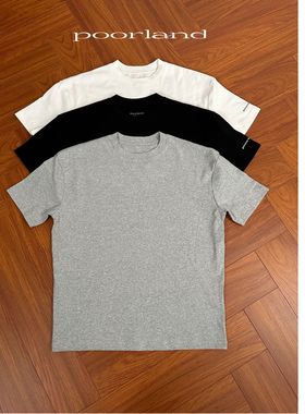 [落肩短宽]Poorland弹力摩登棉短宽廓形显壮夏季运动短袖T恤CT13