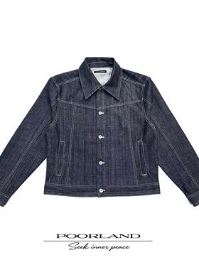 [苍兰赤耳14oz]TYPE-P版型正肩短款窄幅原牛夹克PoorlandNK0106