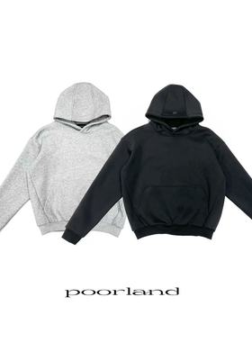 [刺绣袋鼠卫衣]430g加绒重磅短宽立挺连帽卫衣PoorLandWY03