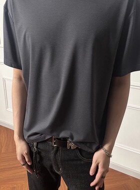 Poorland独家系列“凉感“80支桑蚕丝boxy小领口短袖DJT80