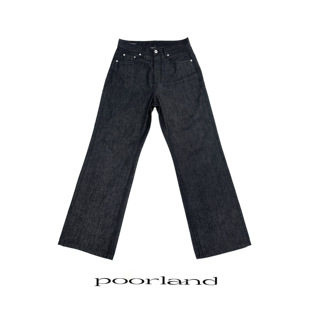 [嘉兴康龙14.5oz原牛]硬挺A字直筒黑羽棉牛仔裤PoorlandDN1004