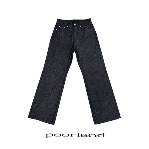 [嘉兴康龙14.5oz原牛]硬挺A字直筒黑羽棉牛仔裤PoorlandDN1004