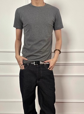 Poorland1.0升级版澳大利亚棉微弹小领口修身260g短袖打底CT04