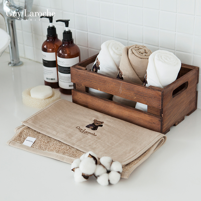 小熊刺绣纱布男女家用儿童通用韩国进口姬龙雪洗澡巾全棉洗脸毛巾