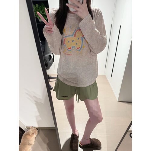 夏季微透防晒宽松圆领长袖T恤女