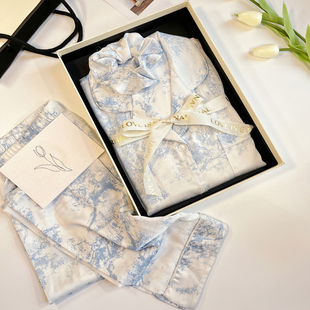 真丝女士睡衣春夏新款桑蚕丝水墨风高级感家居服套装可外穿送闺蜜