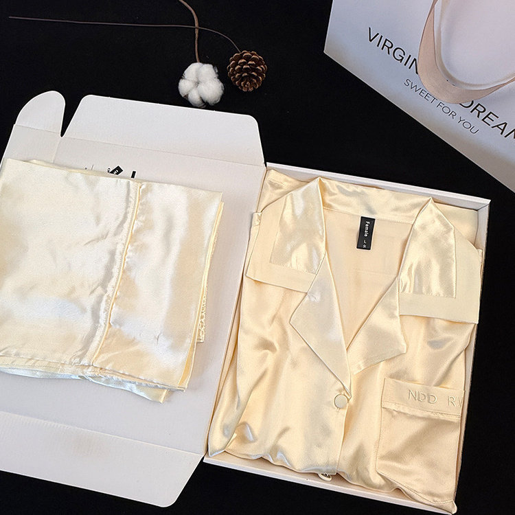 【全网爆款】珠光奶黄真丝睡衣女长袖轻奢丝绸家居服套装顺丰包邮