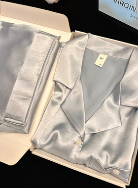 【全网爆款】纯色气质真丝睡衣女冬季长袖高级感家居服套装礼盒装