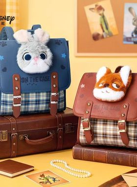 朱迪书包尼克疯狂动物城包包女卡通毛绒双肩包格纹大容量学生背包