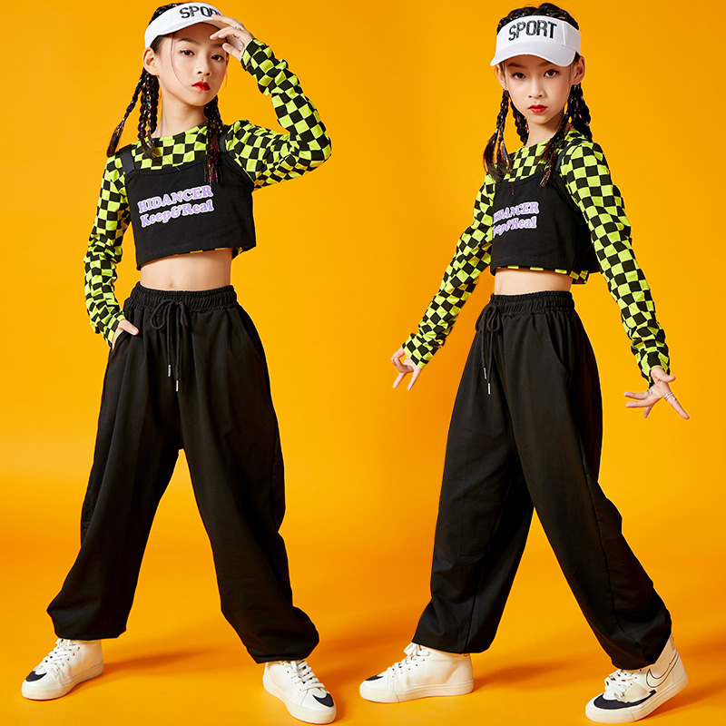 儿童爵士舞服装女童国潮t台走秀时装模特女孩街舞嘻哈套装演出服