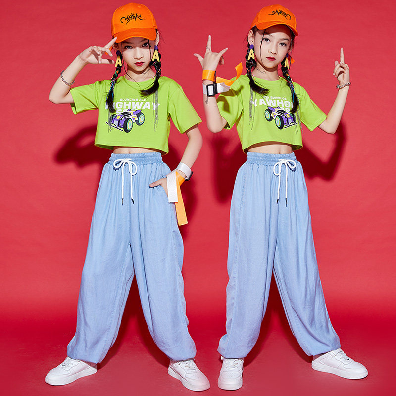 女童爵士舞服装少儿hiphop演出走秀衣服女孩街舞套装嘻哈表演潮服