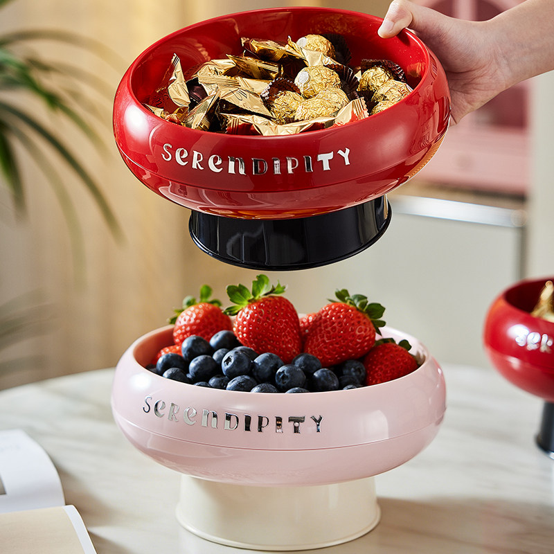 新款家用水果盘客厅茶几轻奢风坚果零食收纳盒高颜值精致沥水果盘